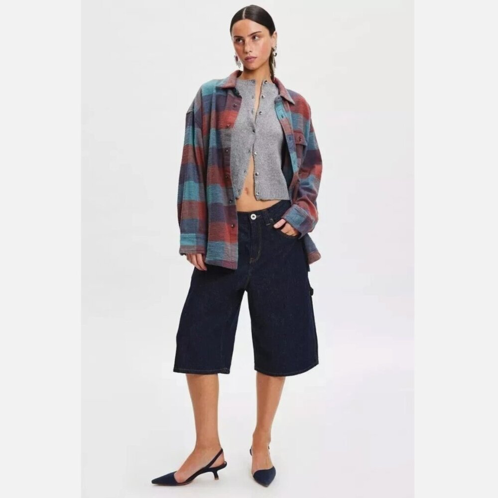 Urban Outfitters BDG Dani Oversized Flannel Shirt Tunic Top Cotton L NEW 275689 - Picture 2 of 4